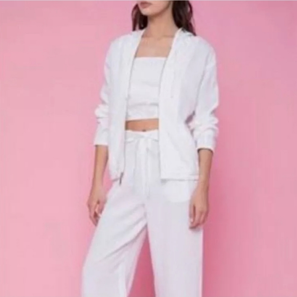 SOLD *NWT* Juicy Couture Black Label White Linen Hoodie, M